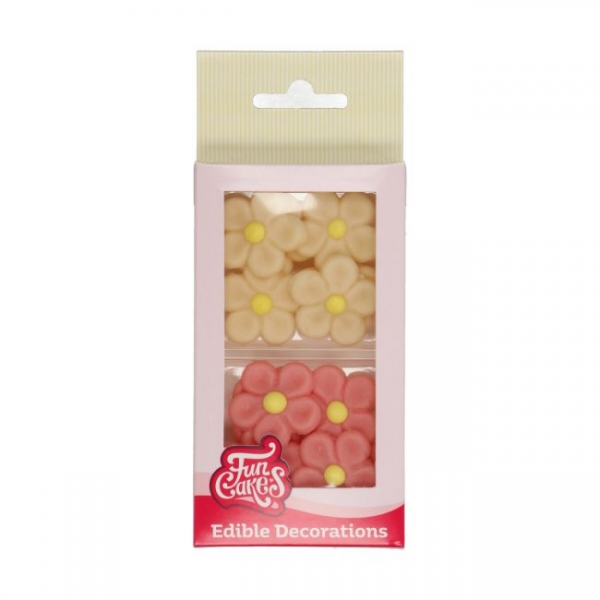 Marzipan Decorations - Daisies White / Pink